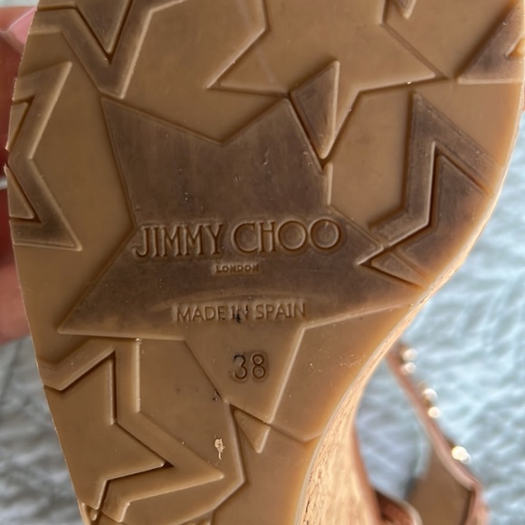 Used Jimmy Choo Nelly Studded Cork Wedge Sandal size 38